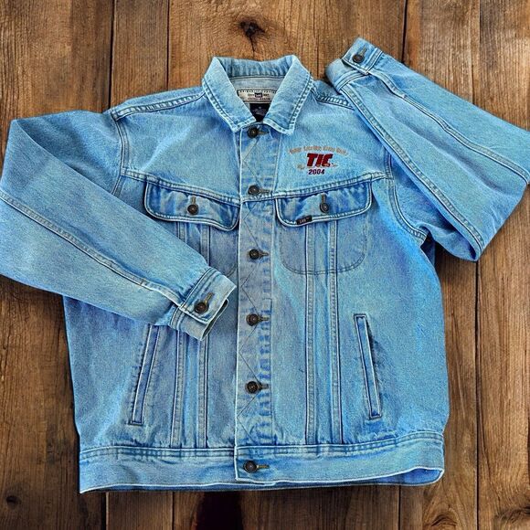 Vtg TIC The Industrial Company Boiler Erection Cross Unit 3 Denim Jacket Trucker - Picture 1 of 16